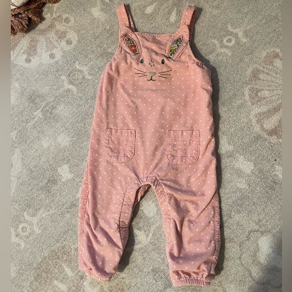 Boden Other - Boden Like New Pink Bunny Corduroy Overalls Sz 18-24M
